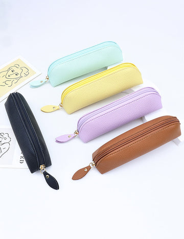 Creative Lychee Grain Solid Color PU Pencil Pouch 6S10BOB1056