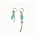 Vintage Asymmetrical Turquoise Teardrop Hoop Earrings 6W6JER606
