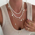 Multi-Layer Pearl Long Necklace - DippedShop Wholesale - #3459
