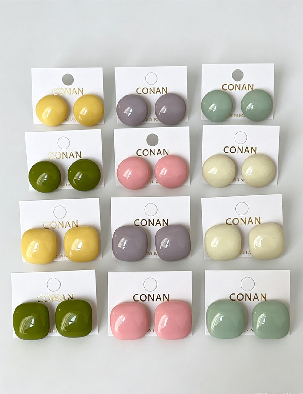 Enamel Square Stud Earrings - DippedShop Wholesale - #9491