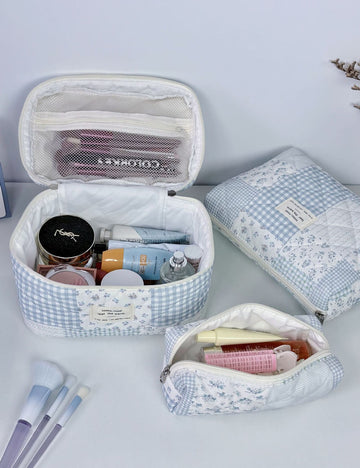 Simple Large Capacity Floral Quilted Makeup Bag 6S10BOB1036