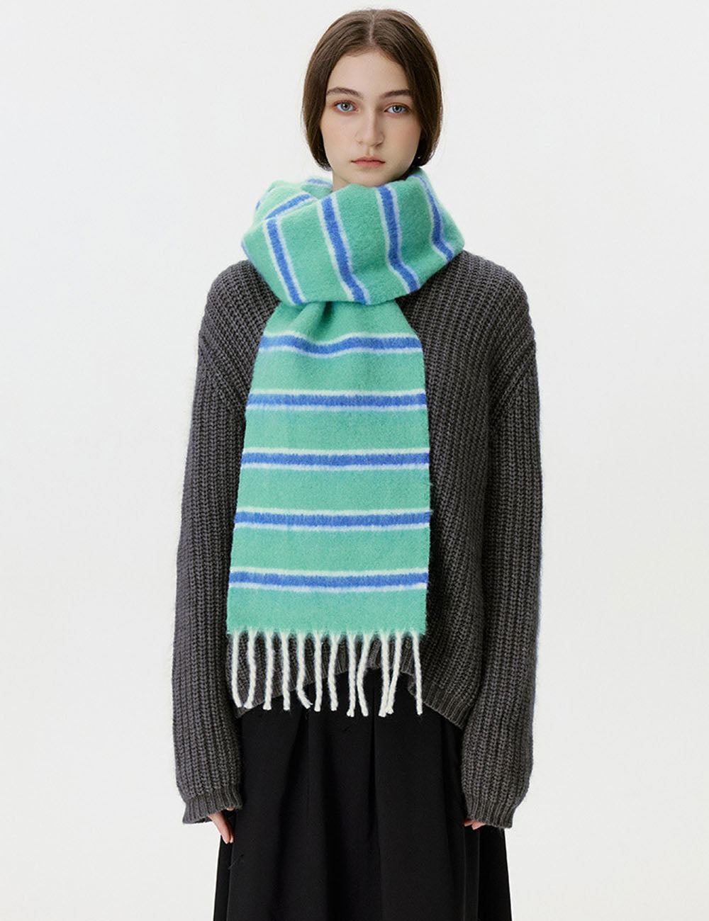 Color Block Striped Tassel Scarf - DippedShop Wholesale - #1251