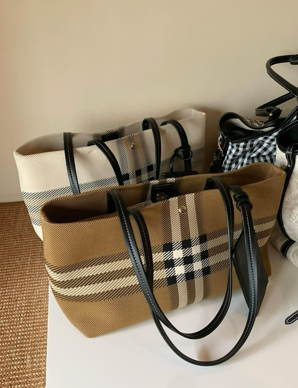 Vintage Plaid Pattern Portable Shoulder Bag 6W10BBG1951