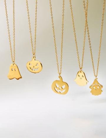 Simple Halloween Pumpkin Ghost Choker Necklace 6W6JNC613