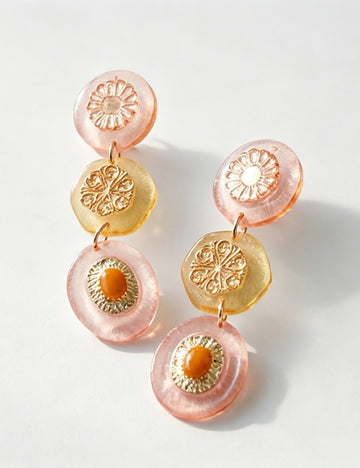 Retro Color Contrast Resin Pendant Drop Earrings 6W6JER609