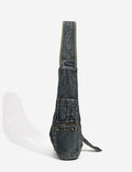 Stylish Washed Denim Stud Splice Underarm Bag 6W10BBG1339