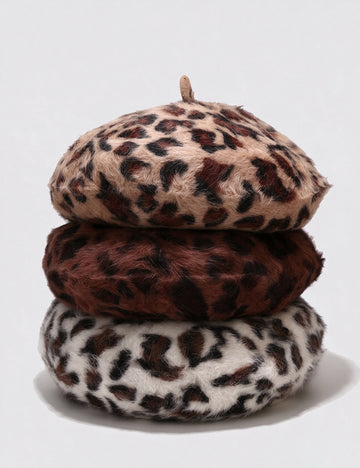 Leopard Print Beret Hat - DippedShop Wholesale - #8099