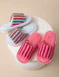 Striped Plush Slippers - DippedShop Wholesale - #3923