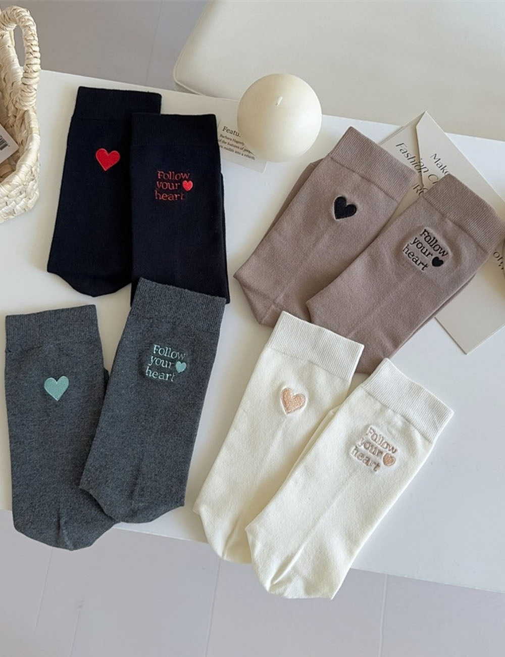 Embroidered Slouchy Socks - DippedShop Wholesale - #1683