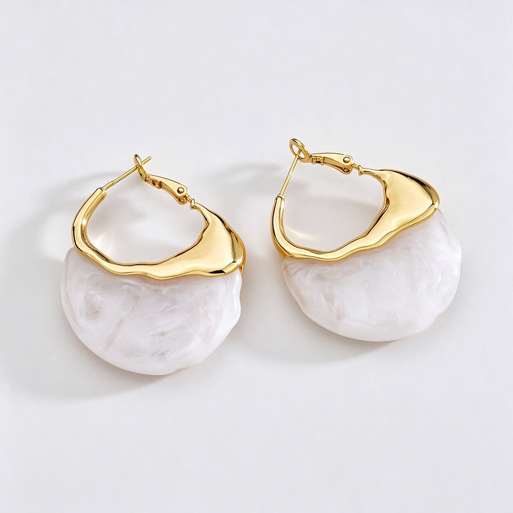 Irregular Resin Hoop Earrings - DippedShop Wholesale - #3971