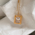 Square Zircon Pendant Necklace - DippedShop Wholesale - #0883