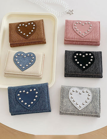 Vintage Heart Shape Metal Stud Wallet 6S10BWB124