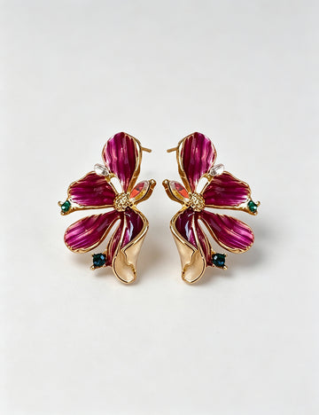 Sweet 3D Floral Rhinestone Stud Earrings 6W6JER795
