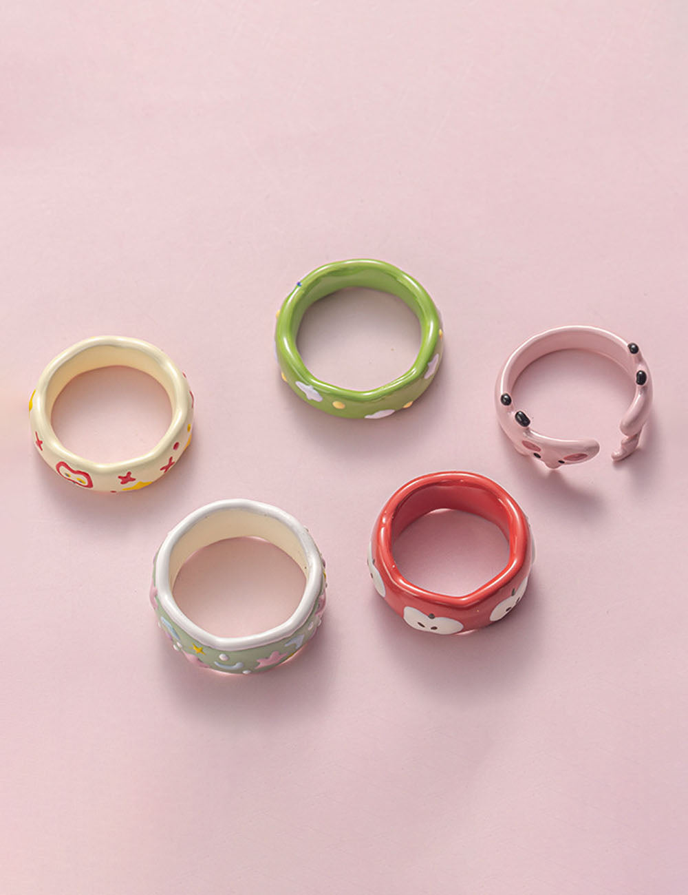 Apple Pattern Enamel Ring - DippedShop Wholesale - #9635
