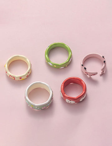 Apple Pattern Enamel Ring - DippedShop Wholesale - #9635