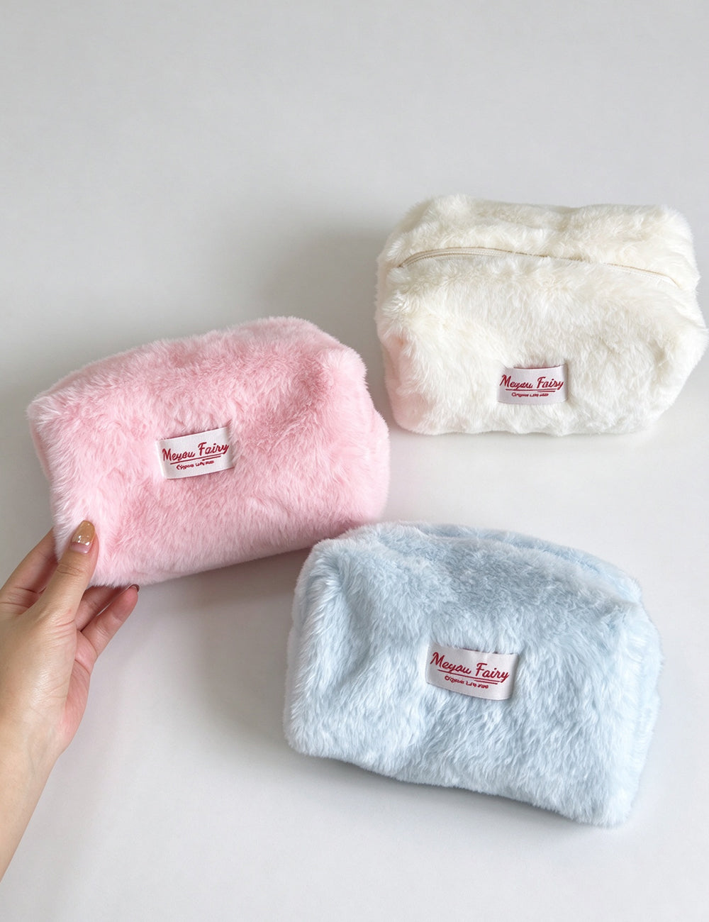 Simple Solid Color Plush Cosmetic Bag 6C5CO272