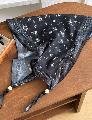 Sweet Floral Print Triangle Silk Scarf 6W6NSI203