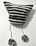 Retro Cross Pendant Cat Eye Beanie With Pompoms 6W6HAT525