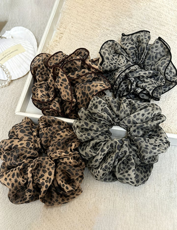Retro Leopard Print Organza Hair Scrunchies 6W6HSR376
