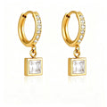 Trendy Cubic Zirconia Teardrop Dangle Hoop Earrings 6W6JER599