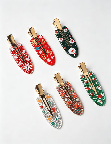 Christmas Print No Crease Duck Billed Hair Clip 6W6HPN97