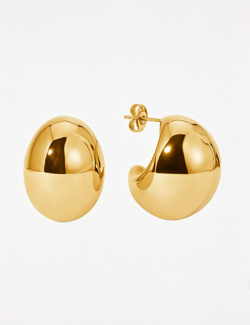 Chunky Gold Plated Semicircle Stud Earring 6W6JER573