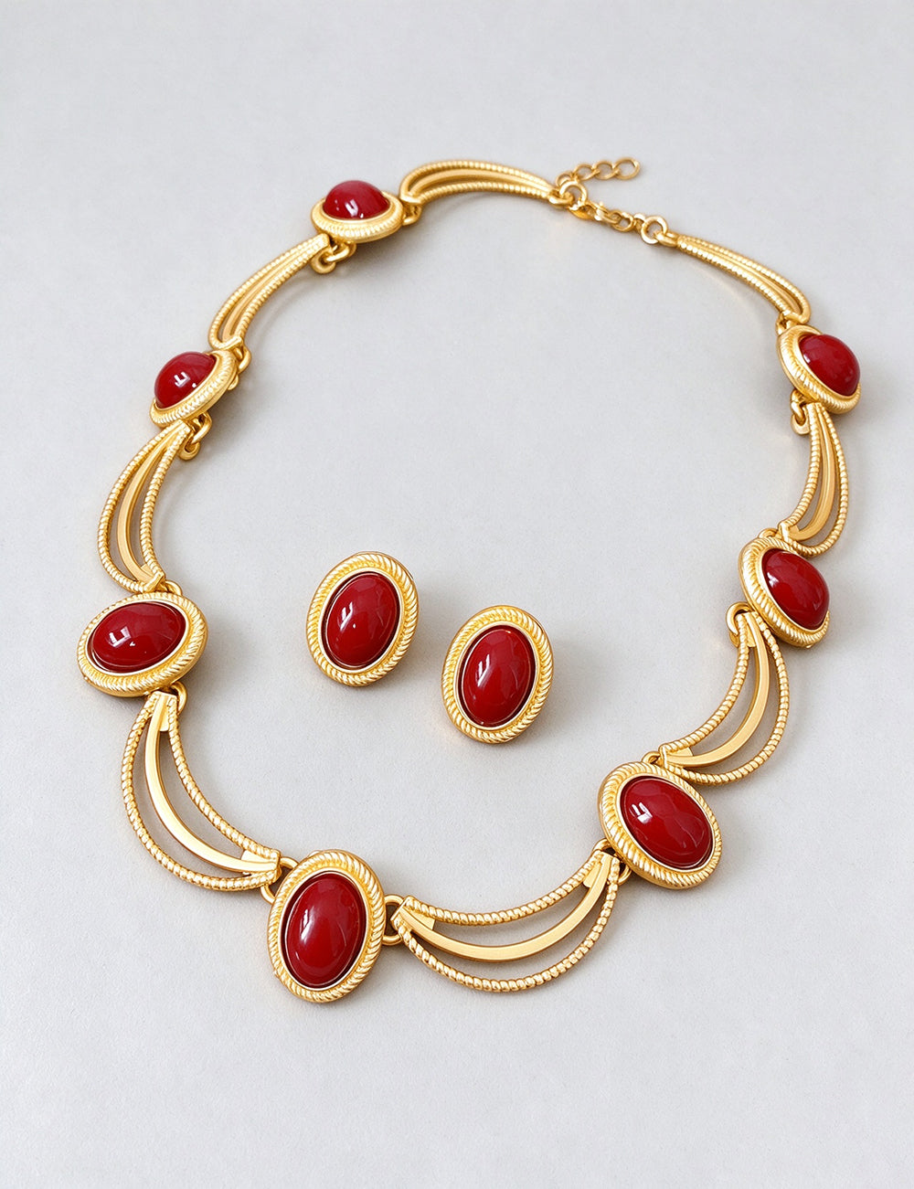 Vintage Gold Plated Oval Gemstone Choker Necklace 6W6JNC940