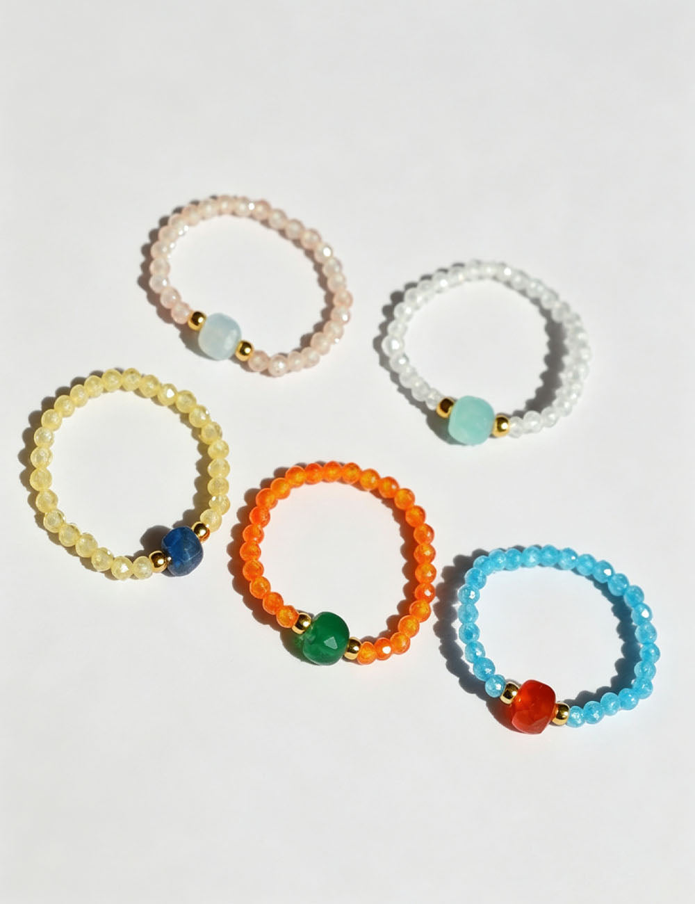 Color Block Beaded Chain Ring - DippedShop Wholesale - #1971