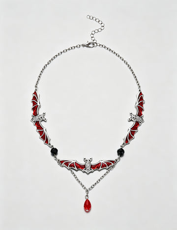 Vintage Halloween Gothic Bat Pumpkin Necklace 6W6JNC881