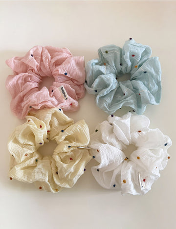 Fashion Colorful Polka Dots Ruffled Hair Scrunchies MK2BW6W6HSR74