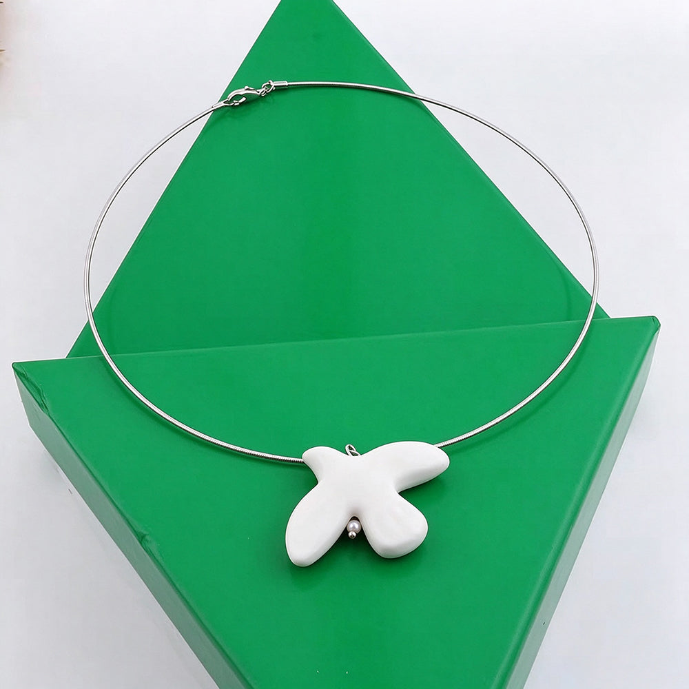 Ceramic Dove Pendant Necklace - DippedShop Wholesale - #4147