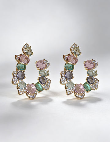 Exaggerated Rhinestones U Shape Stud Earrings 6W6JER798