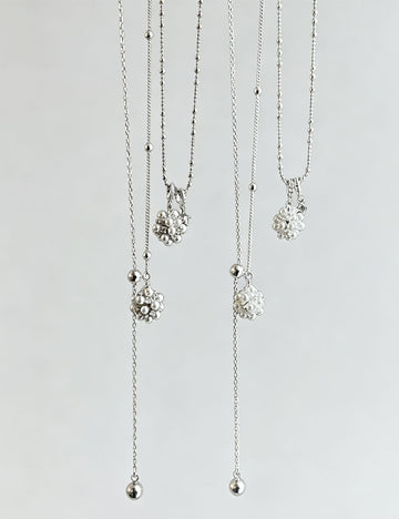 Minimalist Pearl Flower Ball Sliding Necklace 6W6JNC430