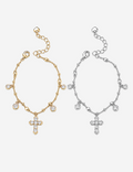 Vintage Cross Pendant Rhinestones Tassel Bracelets 6W6JBR636