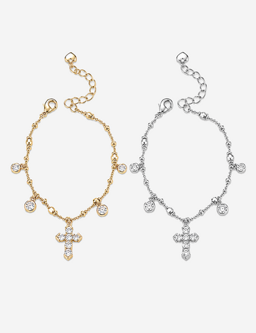 Vintage Cross Pendant Rhinestones Tassel Bracelets 6W6JBR636