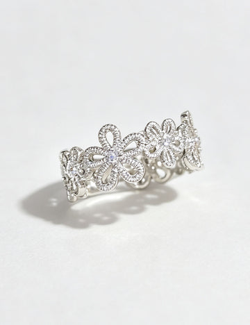 Hollow Floral Rhinestone Ring - DippedShop Wholesale - #7875