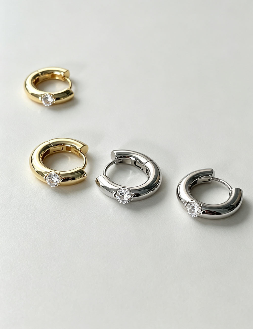 Cubic Zirconia Huggie Hoop Earrings - DippedShop Wholesale - #6163