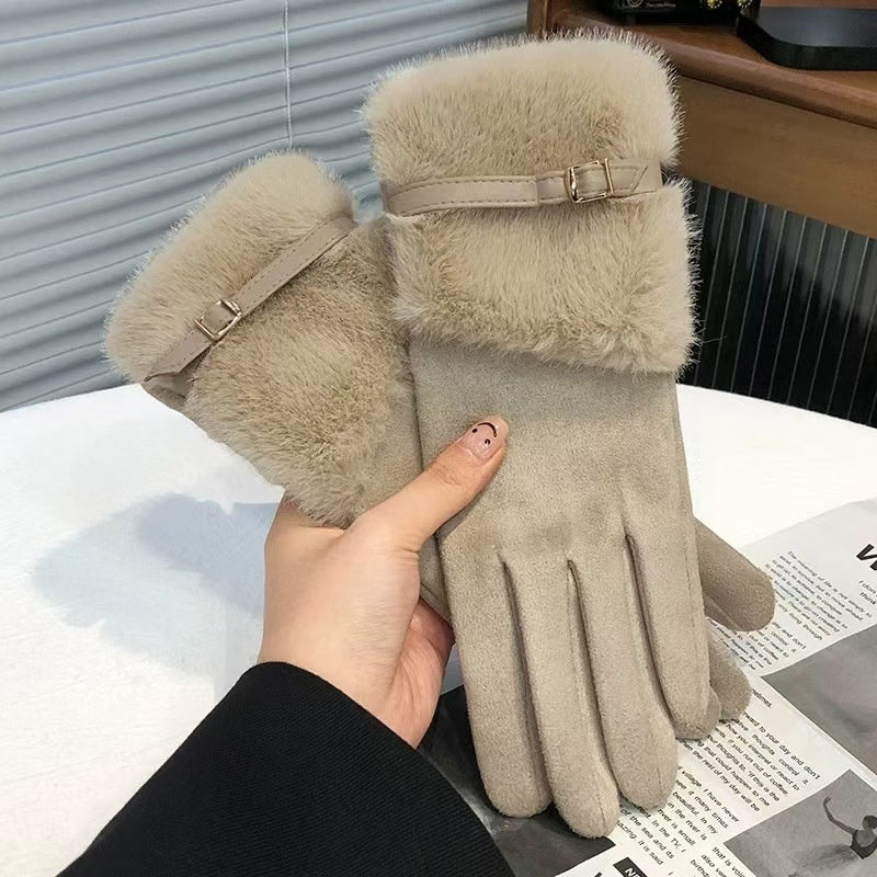 Elegant Suede Full Finger Thicken Gloves 6W6GLO97