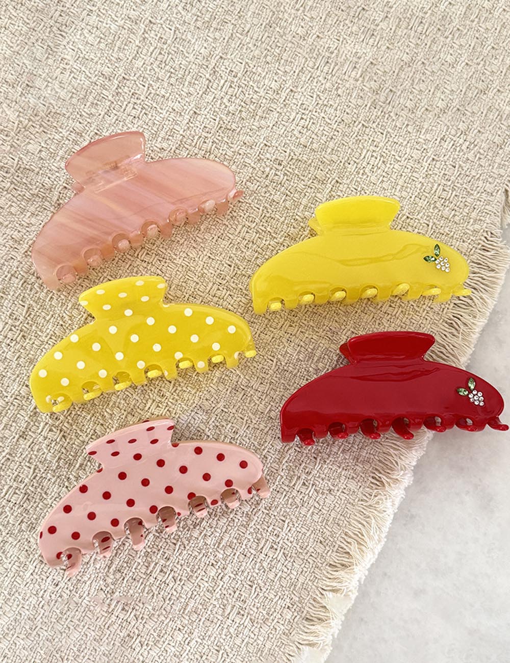 Elegant Polka Dots Rhinestone Acetate Hair Claw 6W6HCP1300