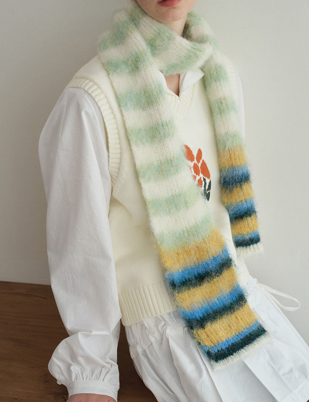 Color Block Striped Knit Scarf - DippedShop Wholesale - #1075