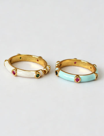 Boho Enamel Zircon Open Ring - DippedShop Wholesale - #2851
