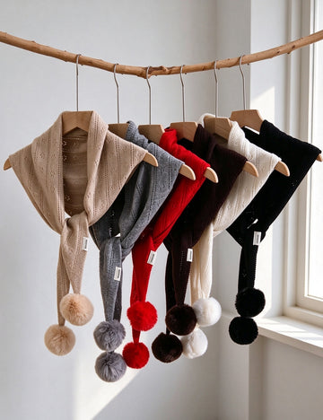 Pompom Triangle Scarf - DippedShop Wholesale - #1811