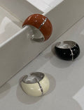 Chunky Glossy Enamel Wide Statement Open Ring 6W6JRG296