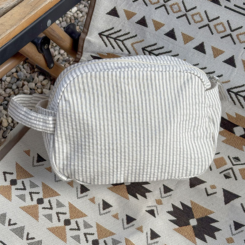 Minimalist Striped Large Capacity Portable Makeup Bag MK2BW6S10BOB87