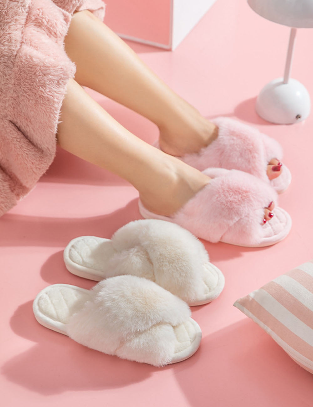 Fuzzy Plush Indoor Slippers - DippedShop Wholesale - #1715
