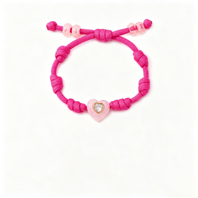 Personalized Heart Pendant Adjustable Rope Bracelet 6W6JBR532