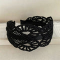 Boho Style Solid Color Woven Wide Headband 6W6HBD304