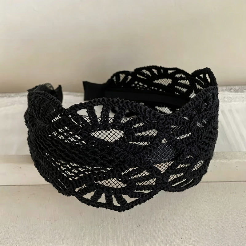 Boho Style Solid Color Woven Wide Headband 6W6HBD304