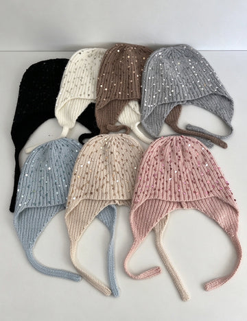 Sequin Fur Knit Trapper Hat - DippedShop Wholesale - #7763