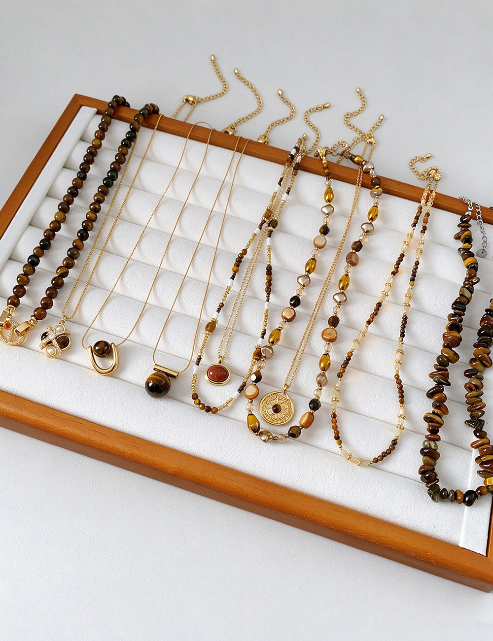 Vintage Irregular Tiger Eyes Stones Necklace 6W6JNC909